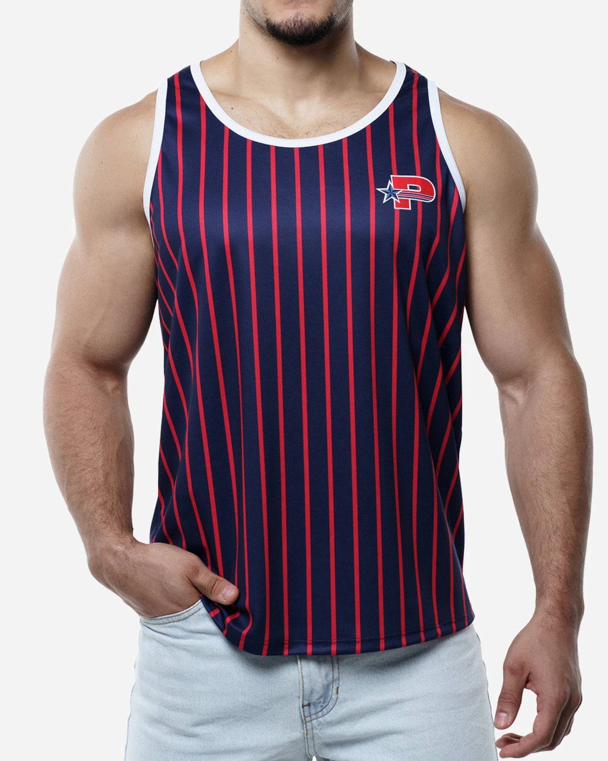 Navy Striped Tank Top