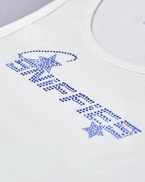 Rhinestone Cropped Ribbed Tank